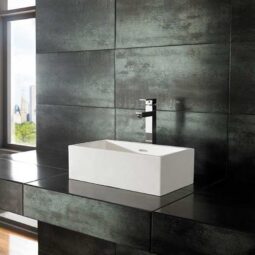 white stone resin basin rectangular