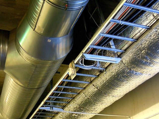 Insulated pipes in an industrial setting.